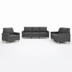 Ensemble Salon Faubourg Canapé 3 Places + 2 Places + Fauteuil | Tissu Chiné Gris Anthracite