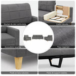 Ensemble Salon Faubourg Canapé 3 Places + 2 Places + Fauteuil | Tissu Chiné Gris Anthracite