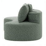 Canapé Courbe Éloane Bouclette Vert Sauge | Design Sculptural 240 cm | 4 Coussins Inclus