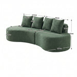 Canapé Courbe Éloane Bouclette Vert Sauge | Design Sculptural 240 cm | 4 Coussins Inclus